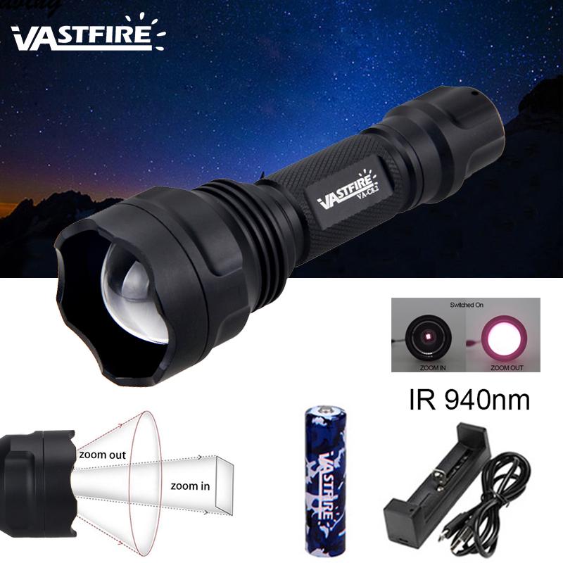 Mini Zoomable IR-940nm 5W Infrared Light Flashlight Hunting Torch Night Vision