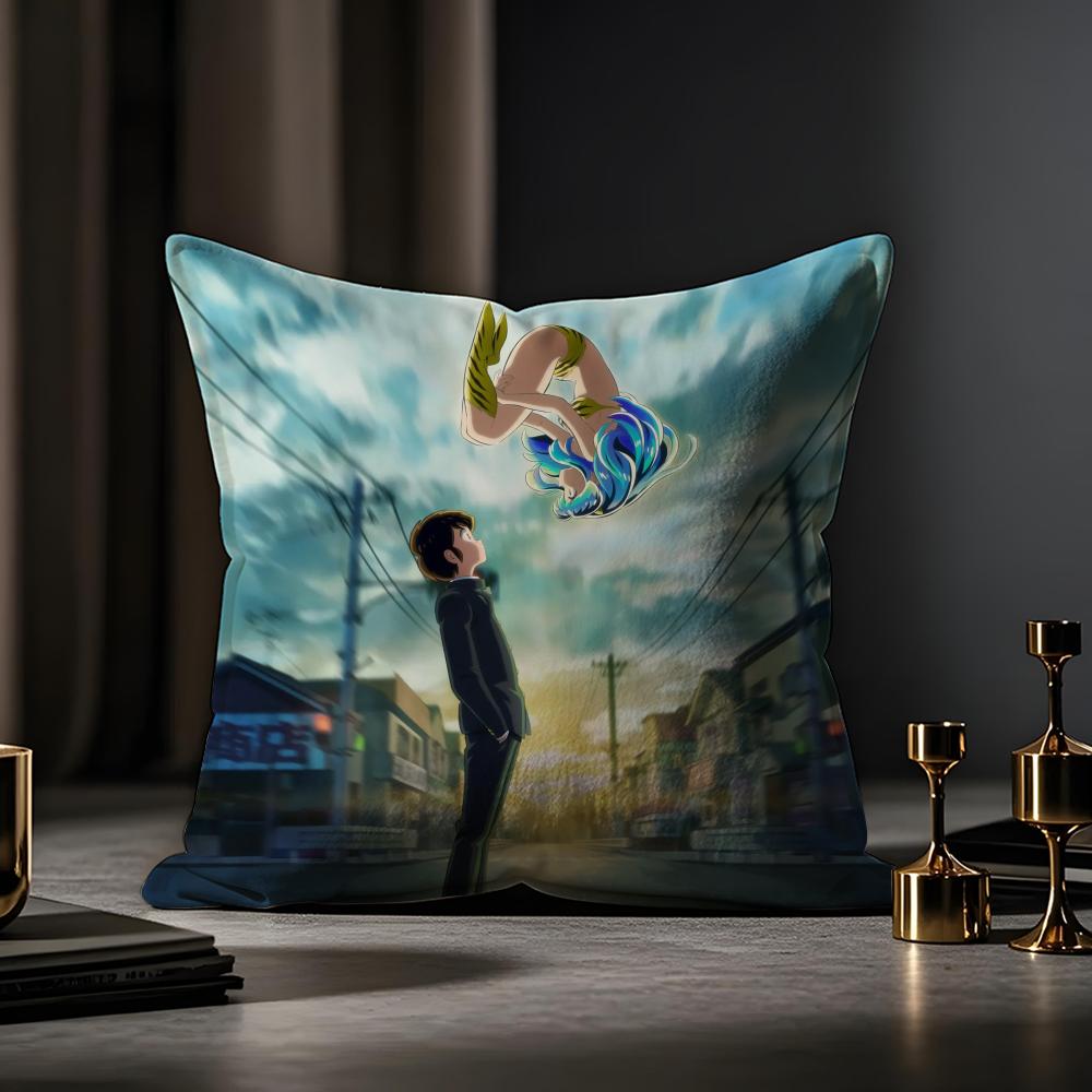 Urusei Yatsura Anime Game Cushion Cover Anti-dustmite Pillowcase Invisible Zipper Silky Short Plush Sofa Cushion Cover