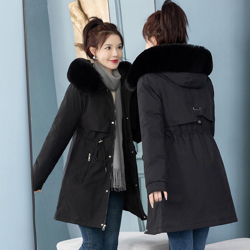 Jacket for Women, Medium and Long Style, New Korean Version, Loose Plus Velvet Jacket, Cotton-padded Jacket, Slimming Cotton-padded Jacket