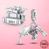 High Quality Silver Color  Graduation Books Charm Beads Fit Original Fashion Charm Bracelet Jewelry Gift