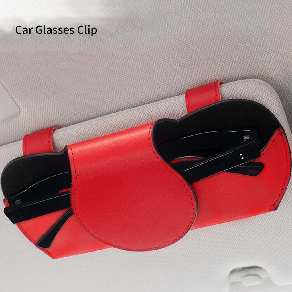 PU Leather Car Glasses Case Auto Sun Visor Glasses Holder Sunglasses Clip Card Ticket Holder Organizer Universal Car Accessories