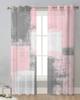 Pink Oil Painting Texture Paint Sheer Curtains for Living Room Decoration Window Curtains Kitchen Tulle Voile Organza Curtains