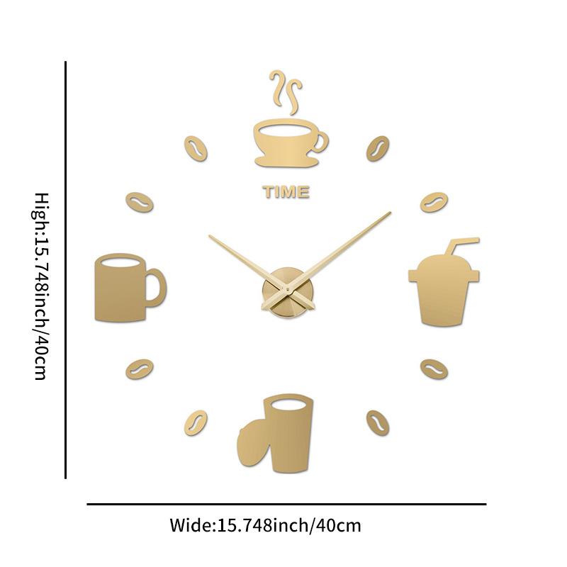 Three-dimensional Digital Wall Clock Living Room Dining Room Kitchen Coffee Cup Clock Diy Silent Simple Wall Sticker Decorative Clock