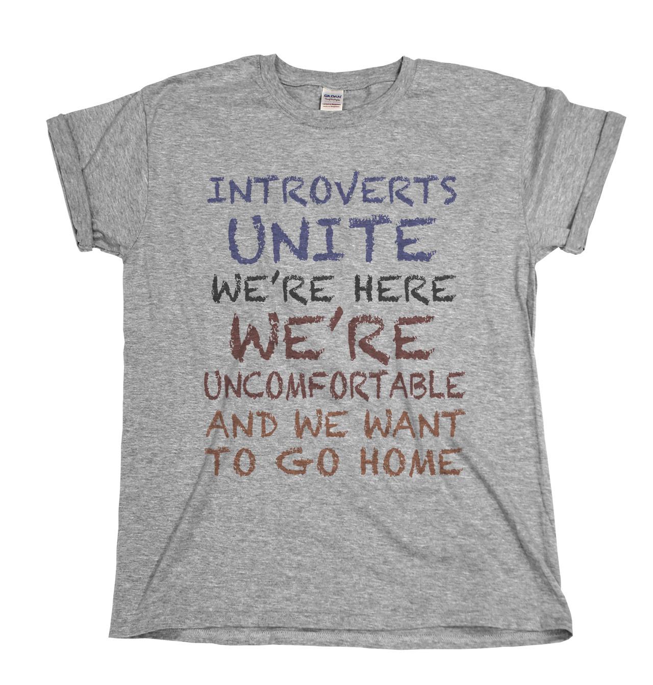 Introverts Unite Funny Mens T-Shirt Friendly Nerd Geek Ladies Birthday S