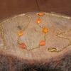 Fire Orange Opal Tumble Beads Chain Necklace, Ethiopian Fire Opal Chain Necklace, Opal Delicate Jewelry for Women, Birthstone Gift for Her