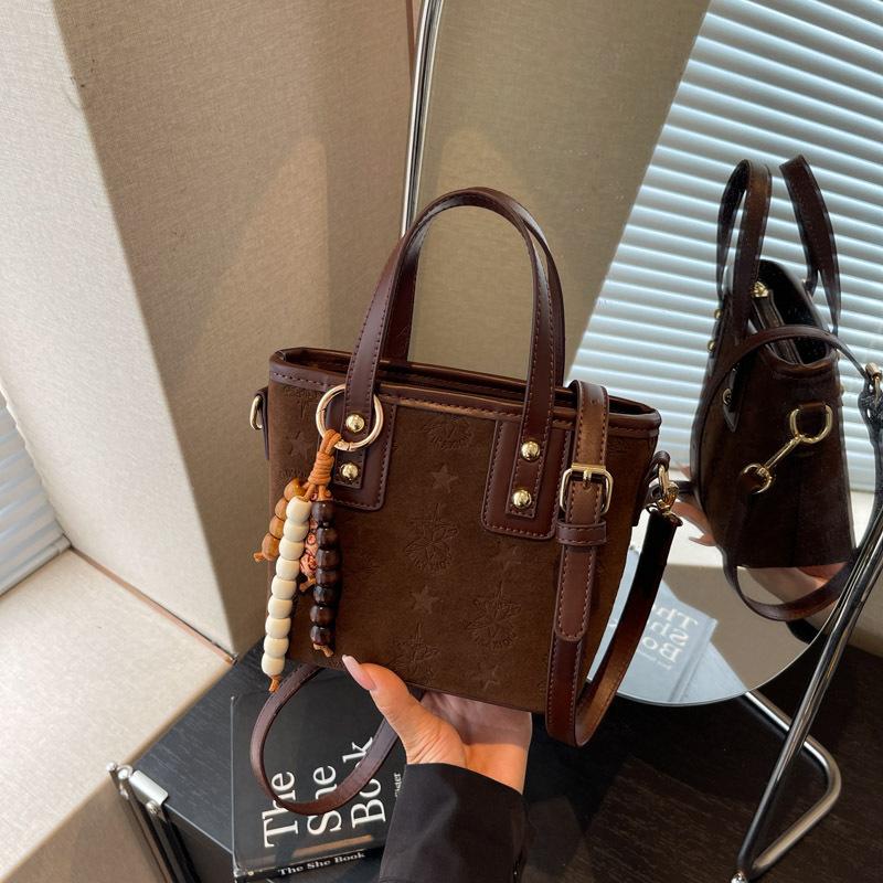 Tasche Damen neue lässige Bucket Bag Nische Herbst und Winter Retro Umhängetasche Diamant Handtasche