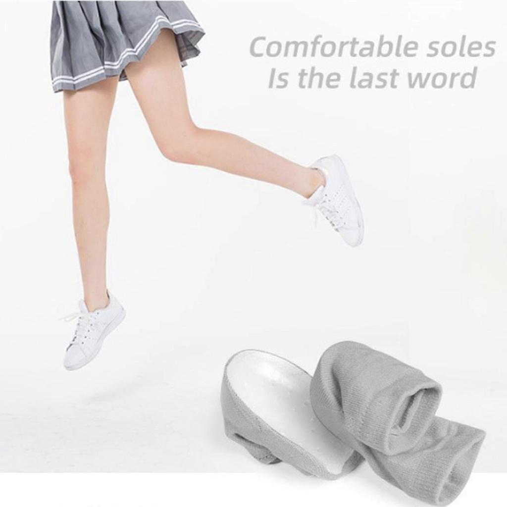 Unisex Height Increase Socks Thickened Invisible Silicone Shoe Lift Heel Pads Anti-Slip Open Toe Socks Shoe Accessories  Gray 2.5cm