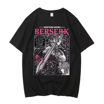 Berserk Guts Berserker Armor T-Shirt Vintage Washed Cotton Graphic Tee Unisex Oversized Crew Neck Short Sleeve Anime Streetwear Top 2026 Hot Sale