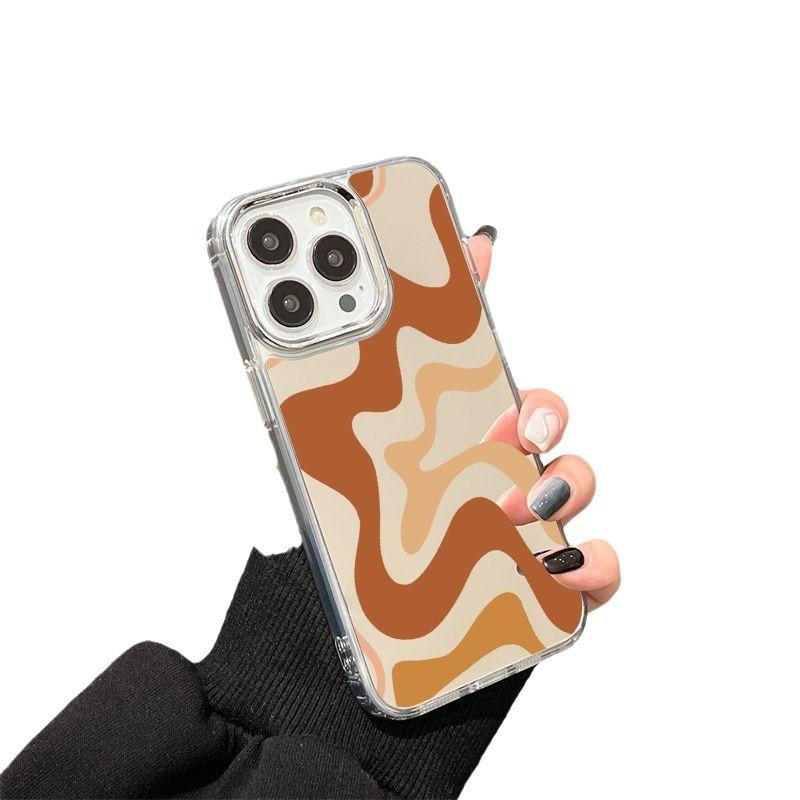 Yellow line mirror iPhone17promax mobile phone case 14/15 electroplating buttons 16 Apple 13 all-inclusive x