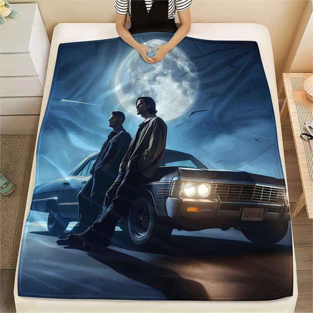 1PC Dean Winchester Print Flannel Blanket, High Quality All Seasons, Home Decor, Warmth and Comfort, Perfect for Christmas Gifts
