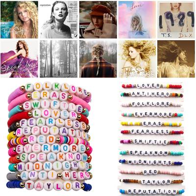 Brățări de prietenie Carede, set de brățări inspirat de TS, brățări Lover Swiftie pentru femei și fete Brățări Speaknow roșii Evermore ERAS, pachet de 12