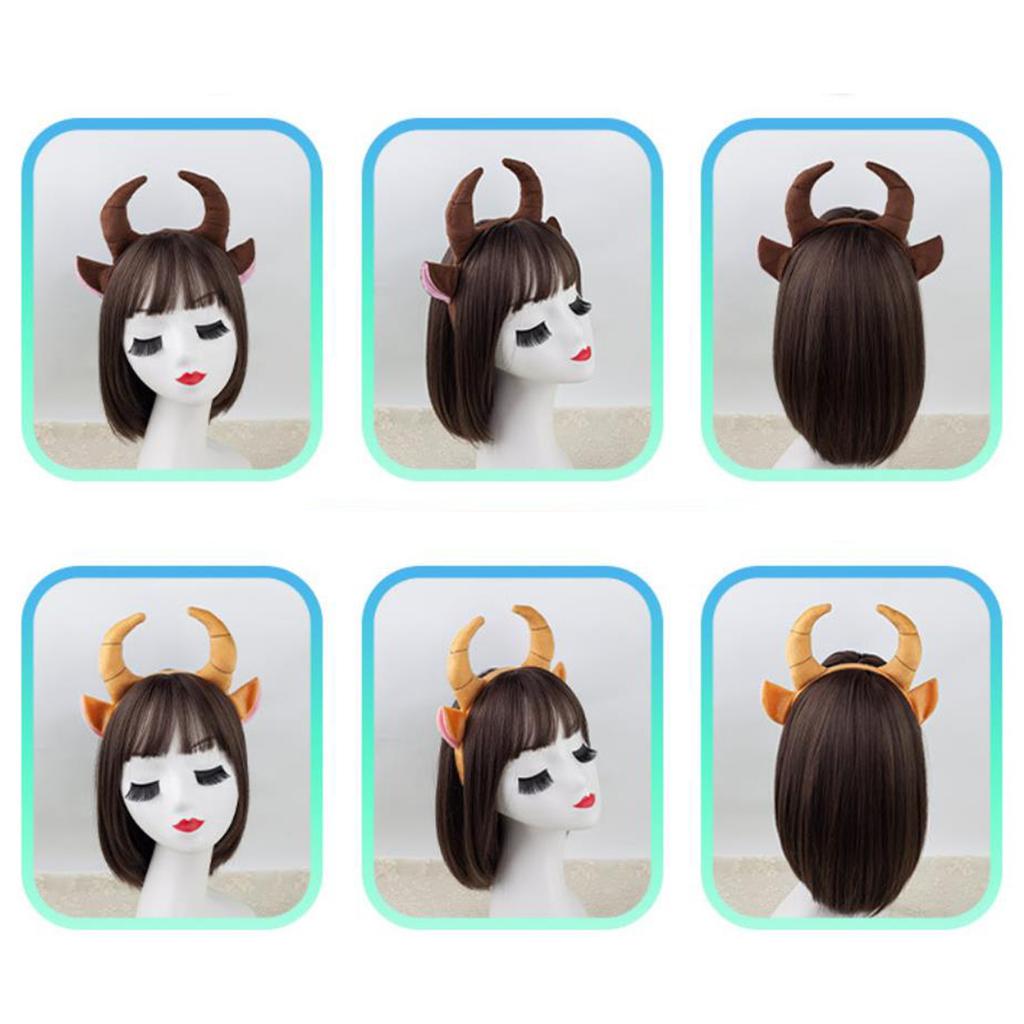 Fun Cow Horn and Ear Headband Elastic Hairband Party Hairpieces for Parties Festivals Cosplay and Everyday Wear