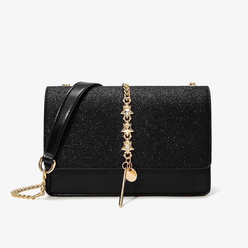 Purchasing High-end Square Bag, Starry Sky Sequined Messenger Bag, Women's Versatile Chain Shoulder Bag, New Women's Bag.
