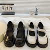 Round Head Platform Single Shoes Women's White College Style Small Leather Shoes Versatile British Loafers 2025 Dress Shoes Jk Shoes