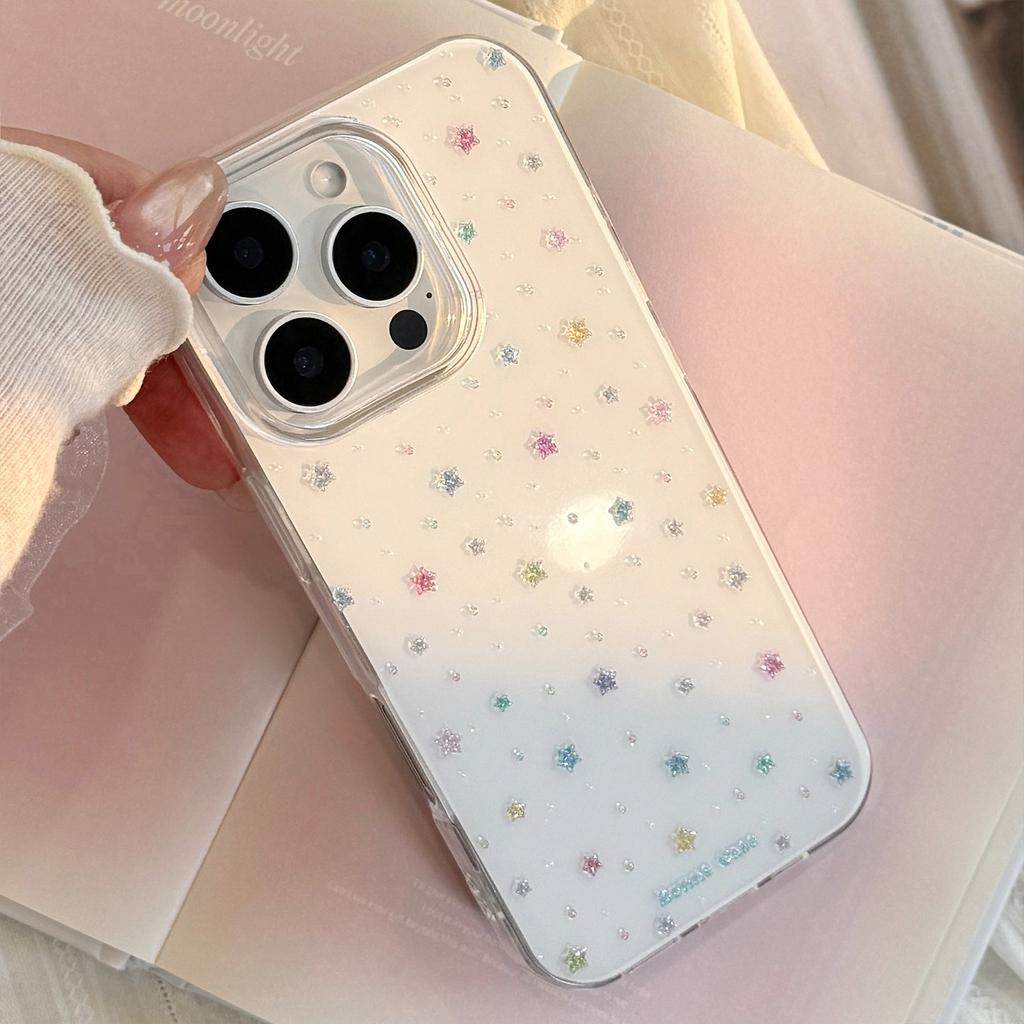 Glazed Sand Colored Stars Suitable for 16 Apple 17 Promax Mobile Phone Case Iphone 13 Hard 12 Korean 14 Advanced 11