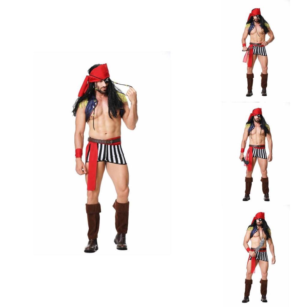 תחפושת שודד קריביים לגברים למבוגרים להאלווין, קוספליי, מסיבת תחפושות, תלבושת להופעה בימתית של מלח