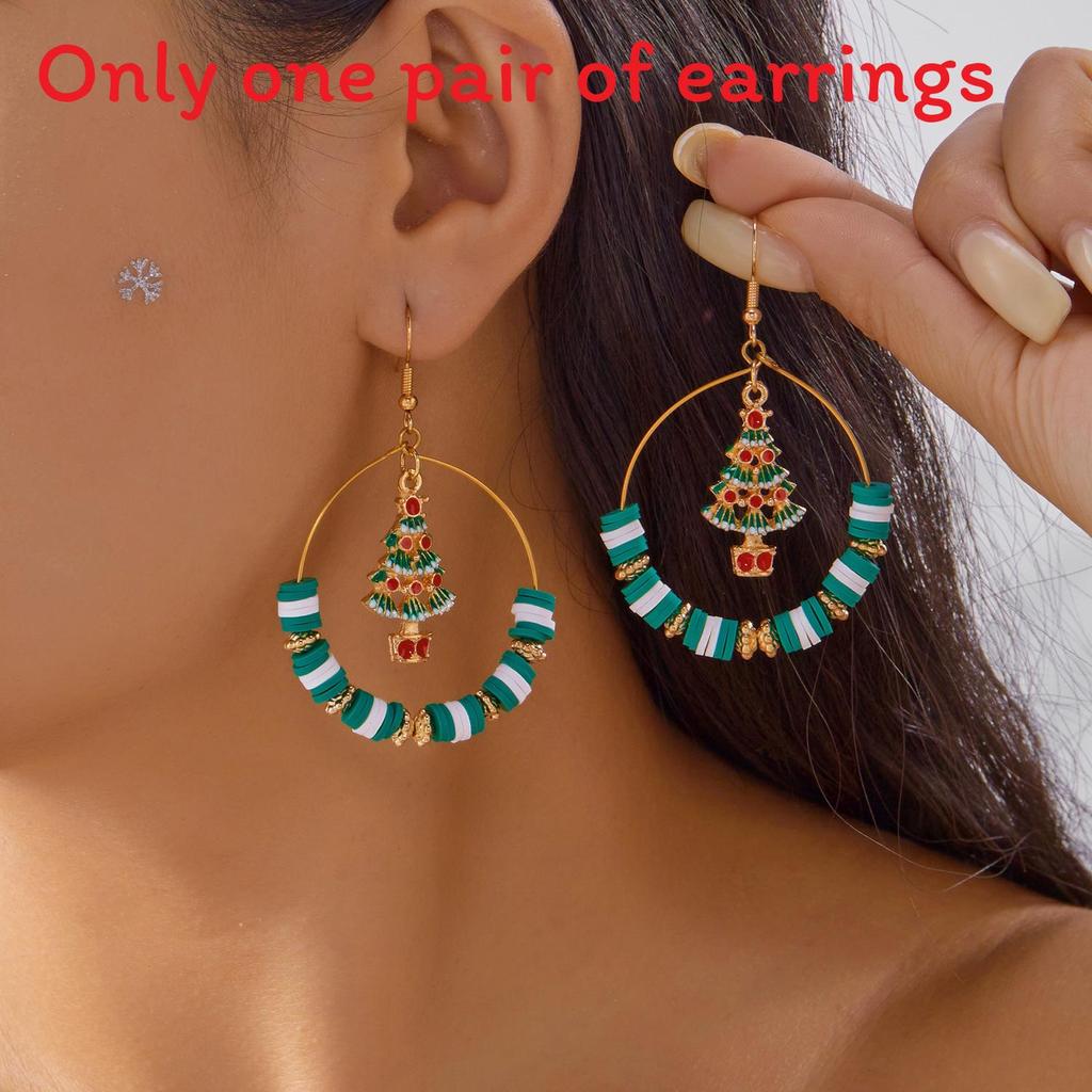 

Christmas Tree Drop Earrings With Electroplated Finish Festive For Celebrations GreenTree