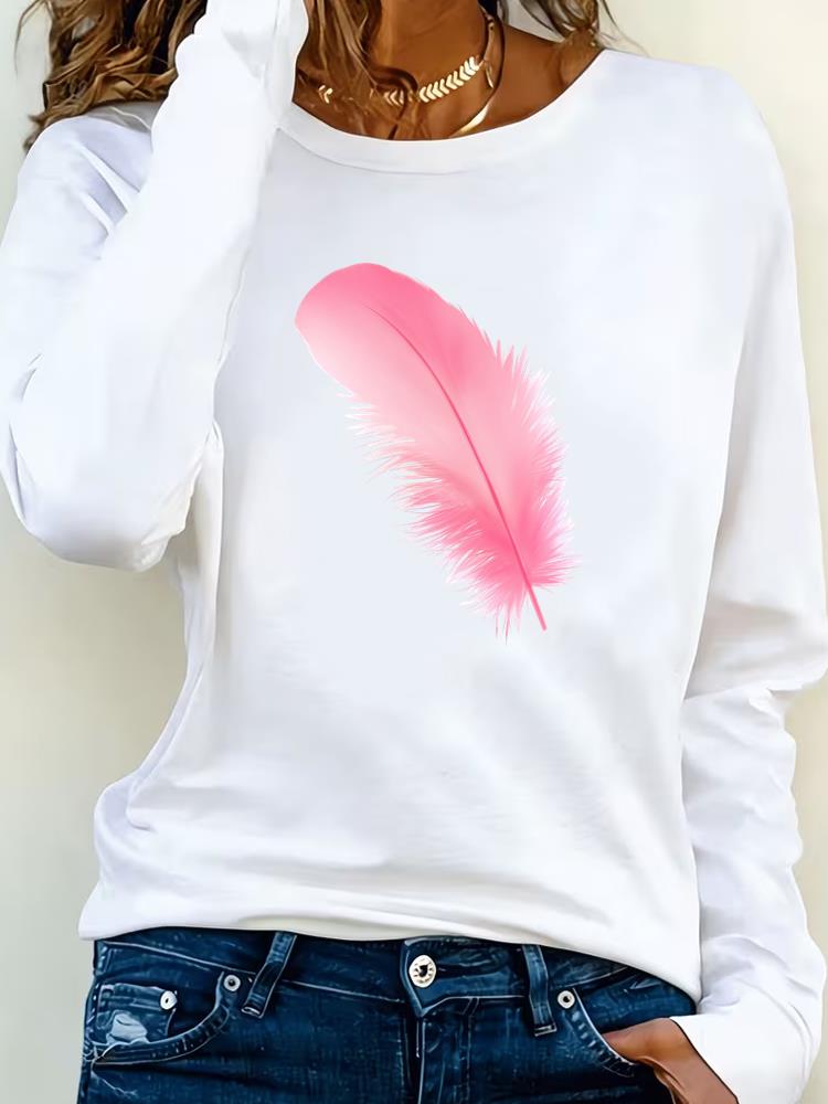 (Asian Size) sweet flower cute 90s Tee Lady Printed  Female Clothing Women T Shirt Casual Fashion Top Long Sleeve  Graphic T-shirts