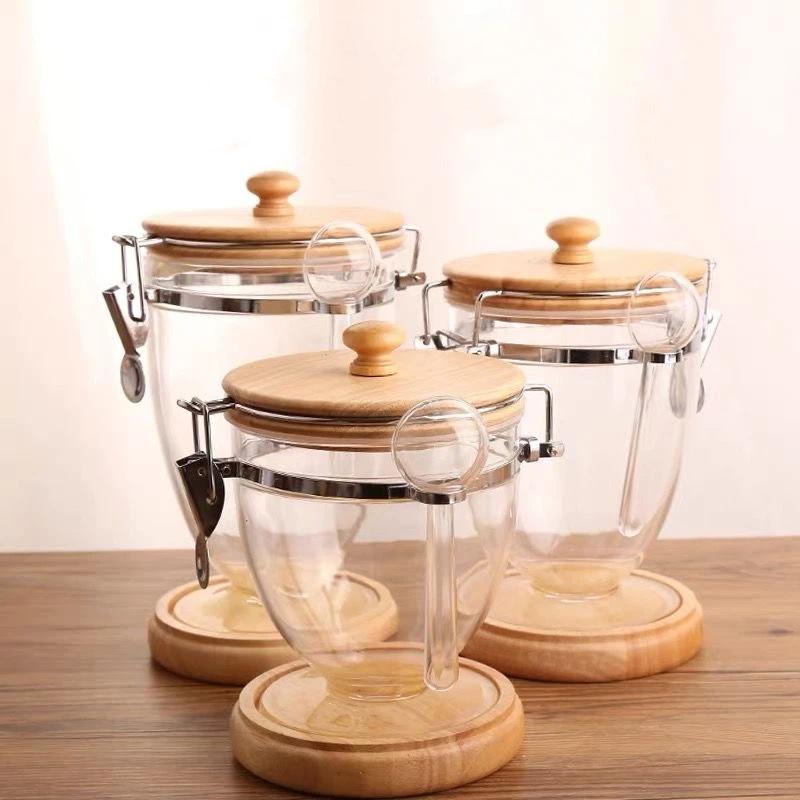 Transparent Plastic Kitchen Coffee Bean Cup – Airtight Sealed Storage Jar Container