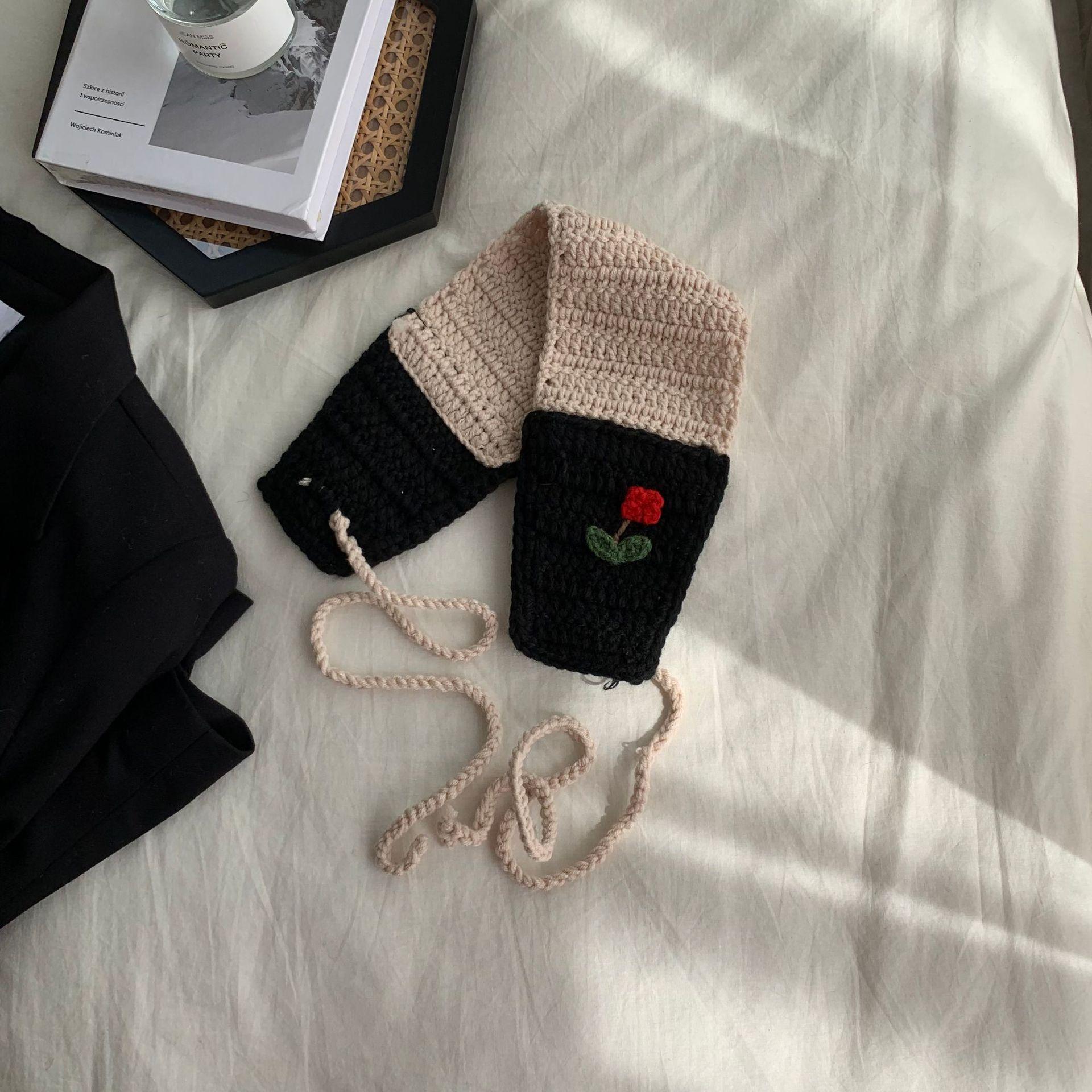 

Вязаные цветочные наушники женские теплые наушники японские винтажные вышитые лоскутные шерстяные наушники женские зимние наушники