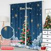 2pcs 2D Flat Printing Merry Christmas Popular Window Curtains Merry Christmas Tree Snow 100% Polyester Fabric Without