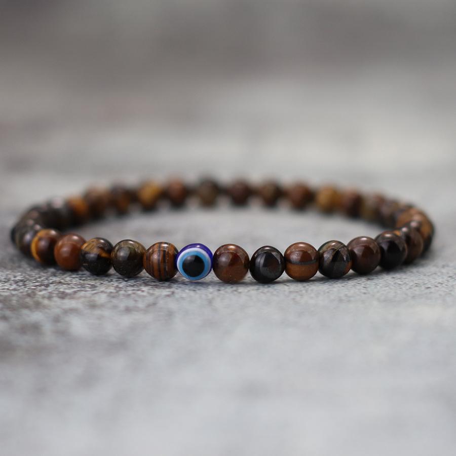 Simple Style 6mm Stone Bracelet For Men Turkey Evil Eyes Braclet White Blue Red Howlite Beaded Braslet Meditation Healing Joias