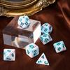 Cusdie Flower Printed DND Dices Multicolored D4-D20 Resin Polyhedral Dice Set for Dungeons and Dragons Role Playing Board Games
