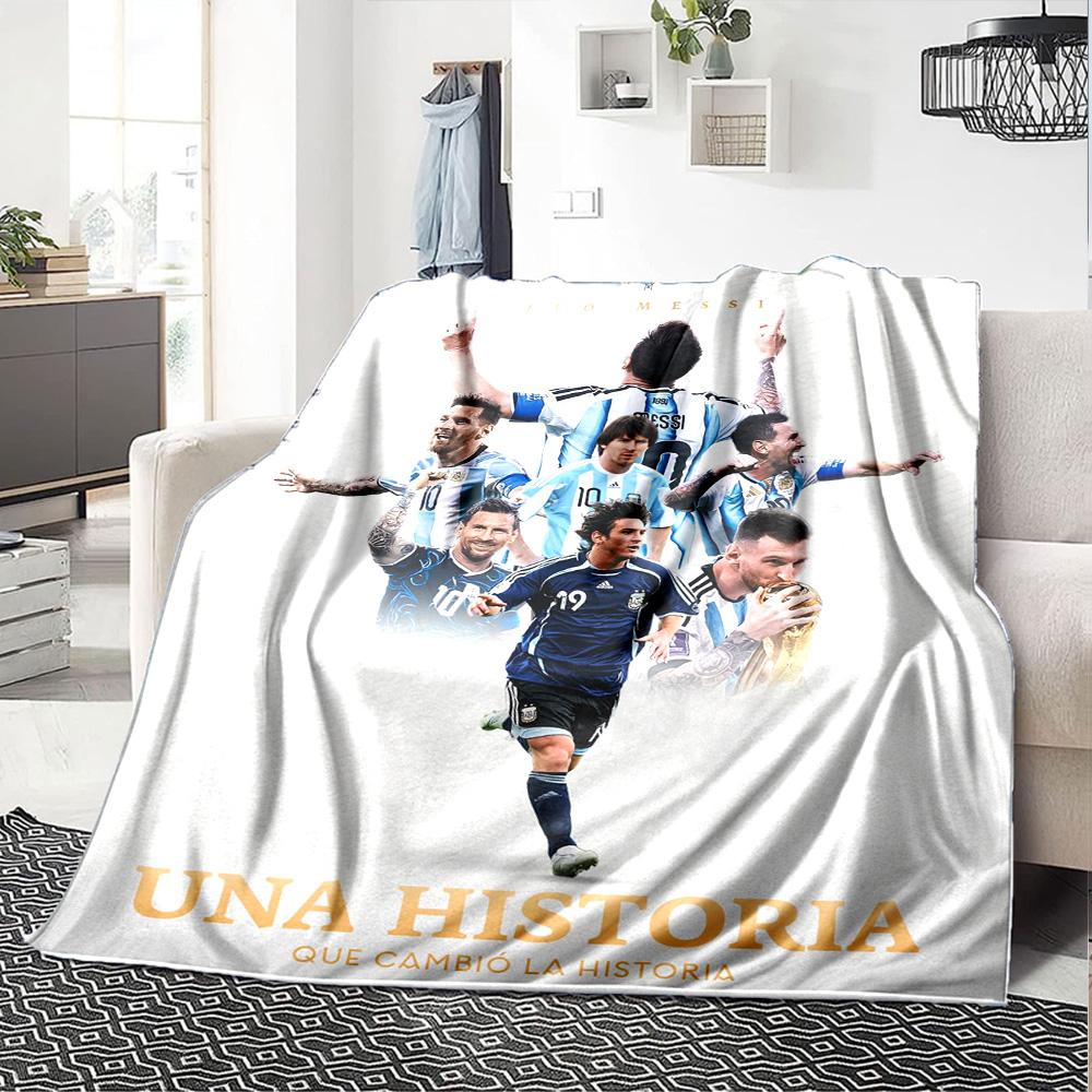 Football Messi Blanket Warmthful Decor Perfect for Office Chair Sofa Office for All Seasons Warmthful Decor Ideal Gift For Birthday Valentine'S Day