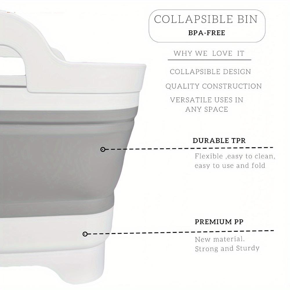 8.5L Collapsible Dish Tub with Drain Plug, Portable Collapsible Dish Basin, Camping Sink for Washing Dishes, Laundry & Kitchen Use