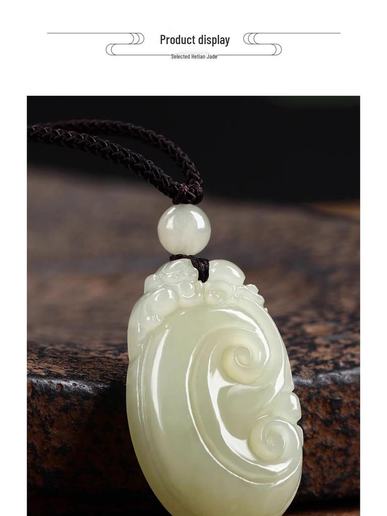 Natural Xinjiang Hetian Jade Ruyi Pendant with Pixiu for Men and Women - Auspicious Design