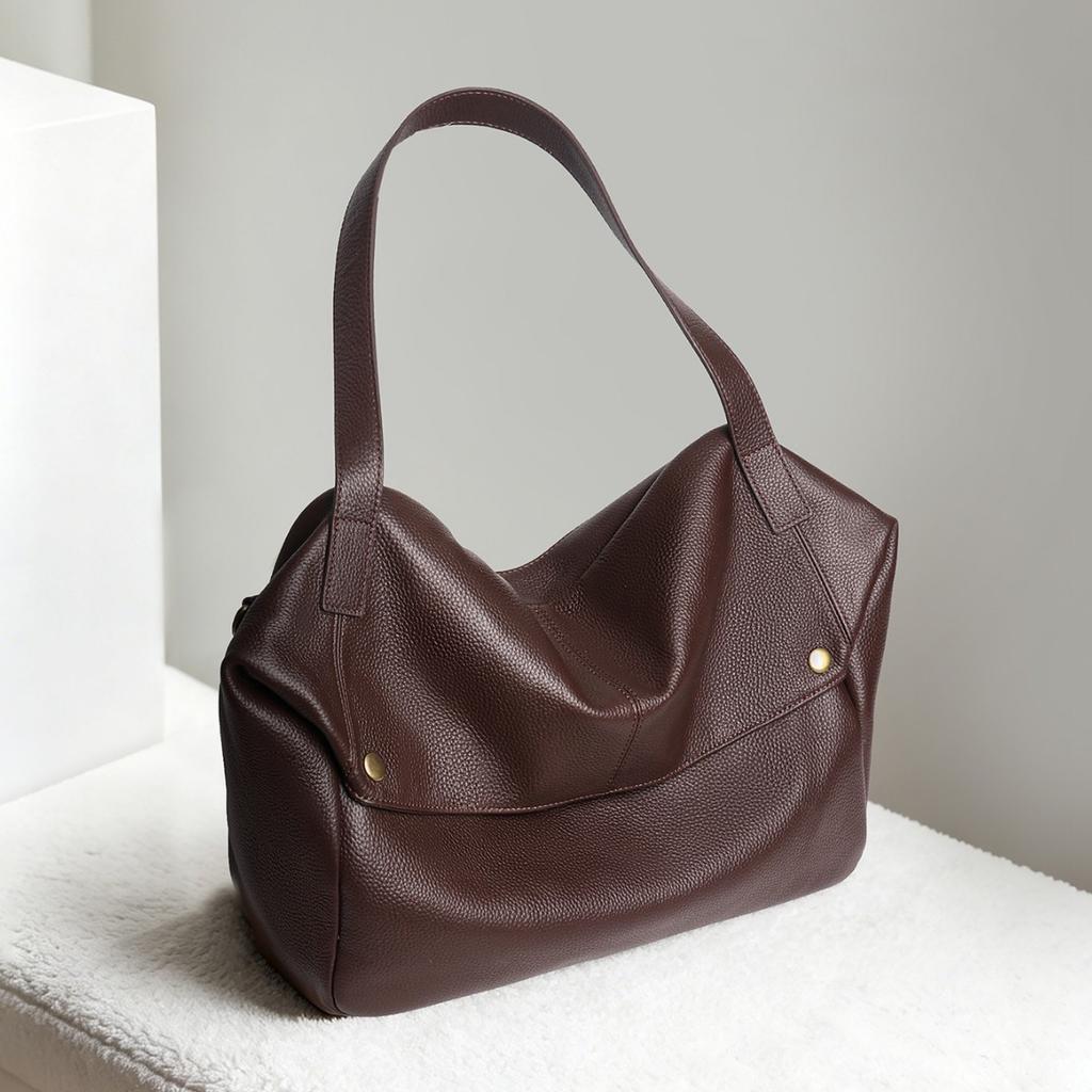 Leather Large-Capacity Bag Niche Fashion Women'S Bag Commuter Shoulder Bag Casual Messenger Tote Bag