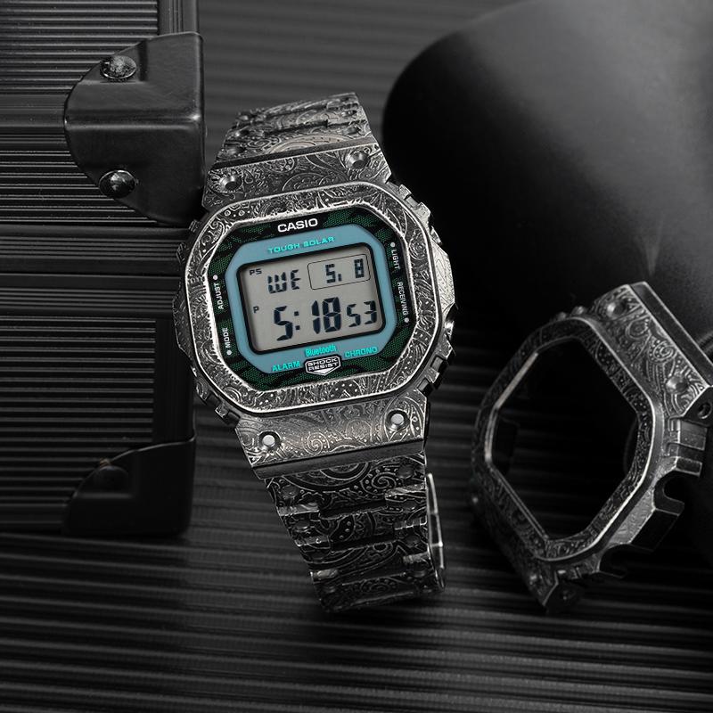Casio Spersonalizowany zegarek zmodyfikowana seria pozytywna synchronizacja czasu Bluetooth metal zaawansowane grawerowanie retro postarzany więc GW-B5600MG-1