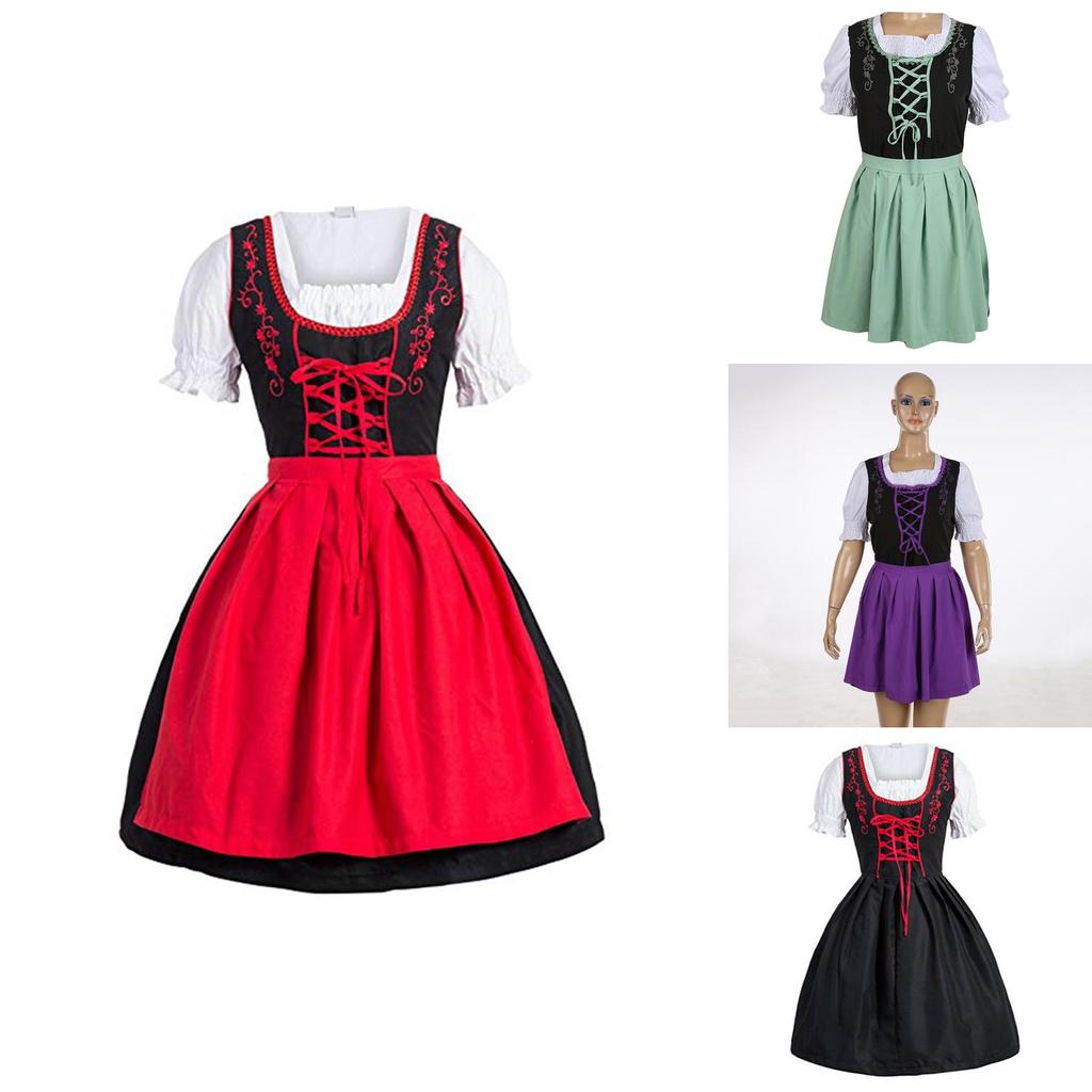 Charming German Dress Bavarian Dirndl Costume With Elegant Apron Decoration