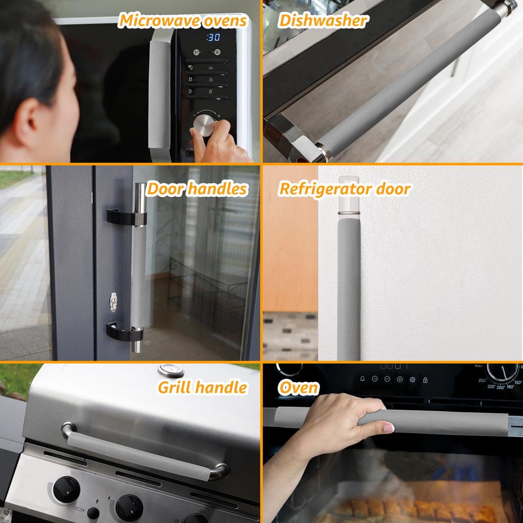 6Pcs Refrigerator Door Handle Covers PU Leather Oven Microwave Door Handle Protector with Adjustable Buckle Door Handle Gloves