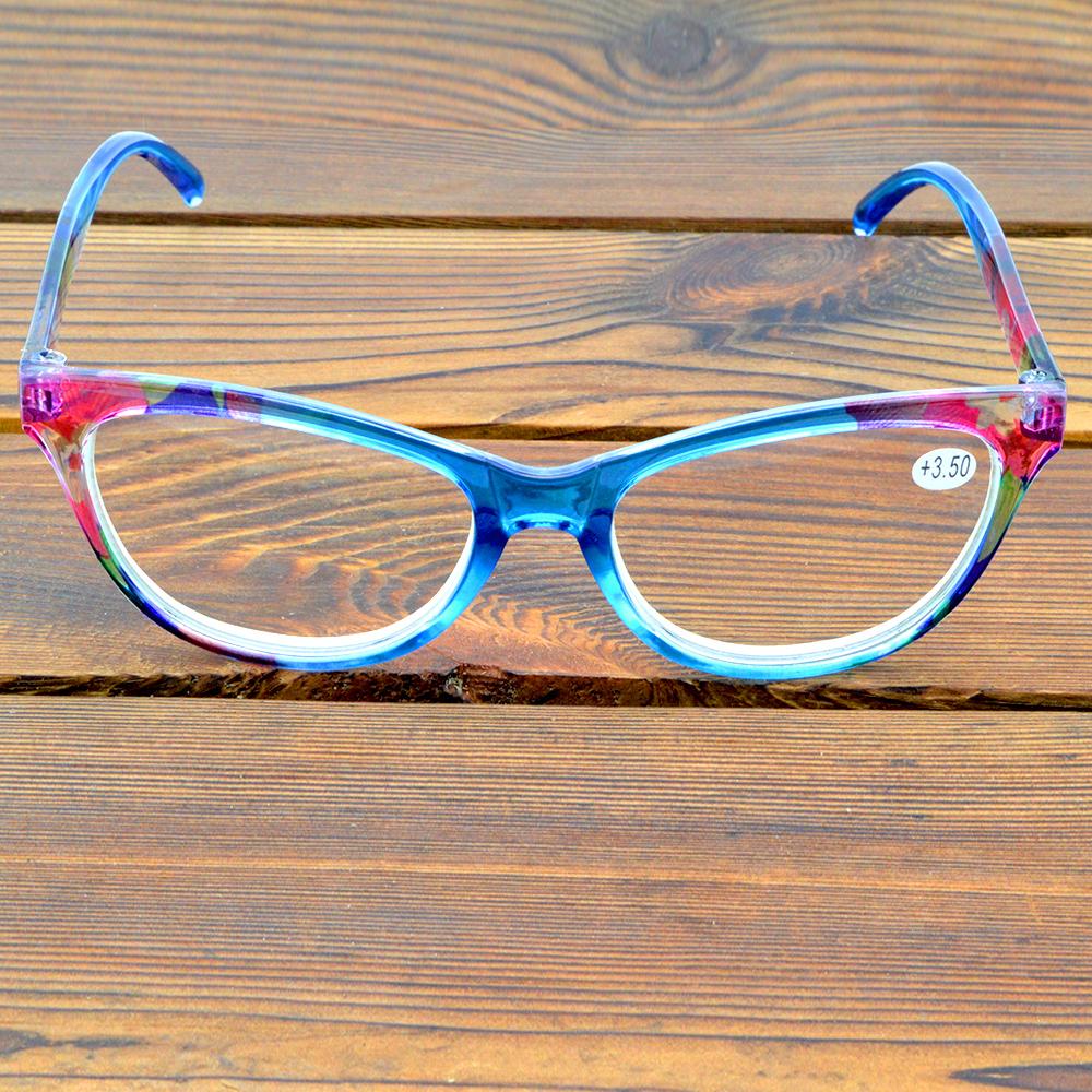 Lunettes de lecture de mode à monture complète rétro faites à la main avec monture ronde à fleurs bleues multicouches +0.75 à +4