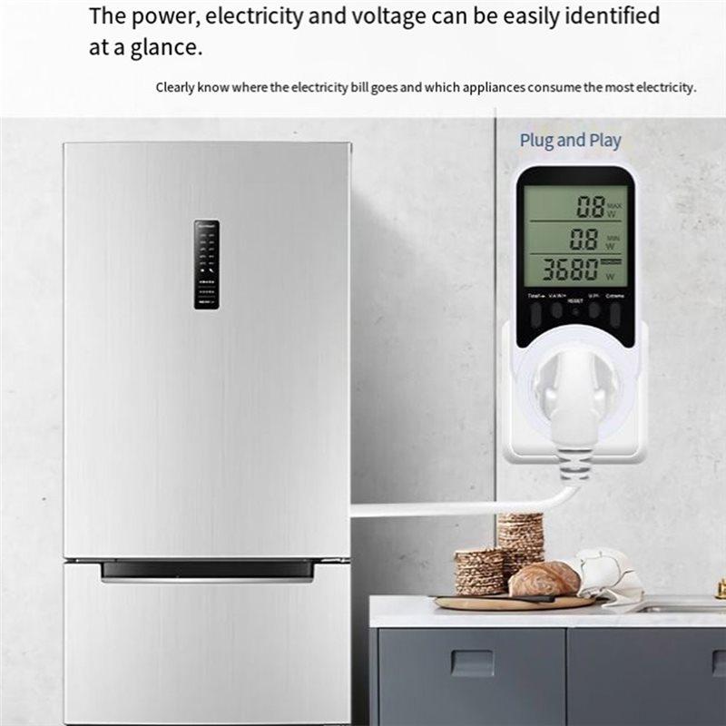 Digital LCD For Voltage Current Monitoring And Power Consumption Analysis Energy Meter Wattmeter No Backlight EU Plug