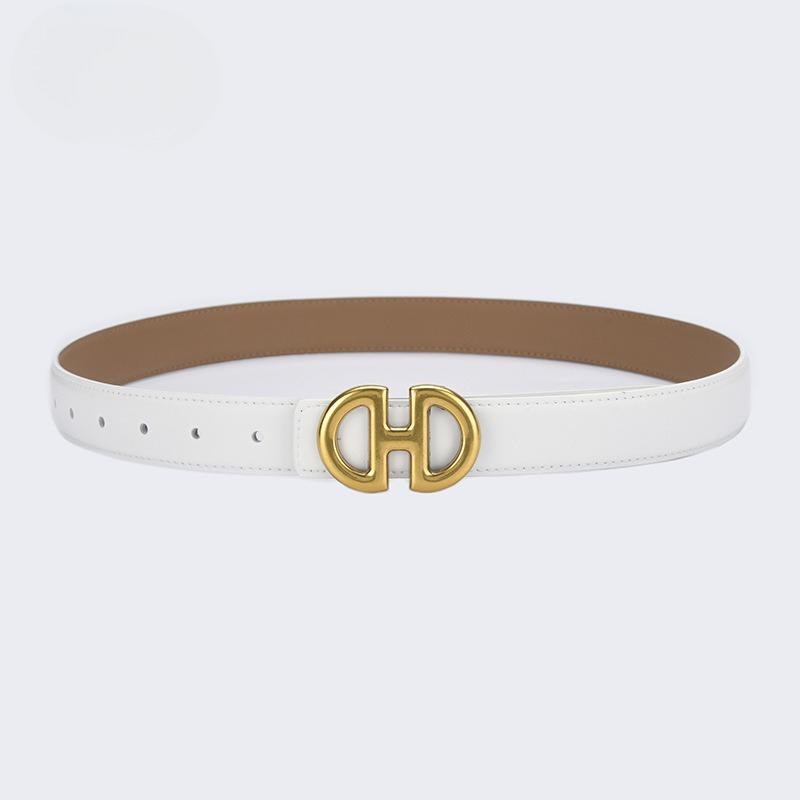 New Women's Belts Colorful and Fashionable Versatile Two-layer Cowhide Belt Simple Style Skirt Belt