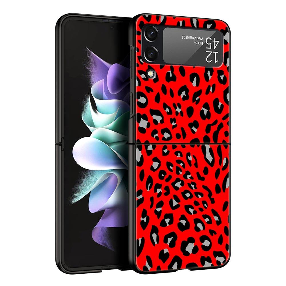 Leopard Print Pattern Phone Case For Samsung Galaxy Z Flip 6 5 4 3 Shell For Samsung Z Flip3 Flip4 Flip5 Flip6 Hard PC Cover