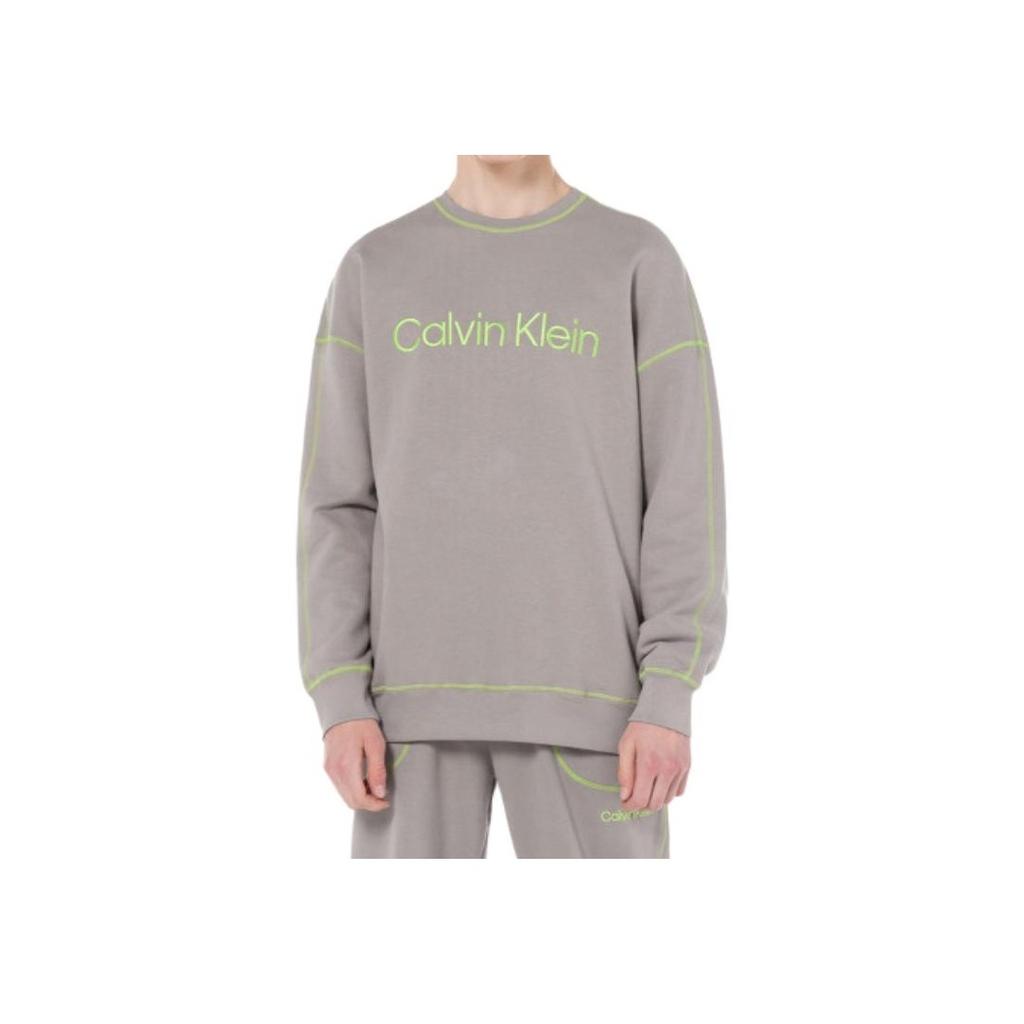 Calvin Klein Future Shift Letter Embroidered Crew Neck Loose Long Sleeve Sweatshirt Men sweatshirt Satellite-Gray NM2458-PET