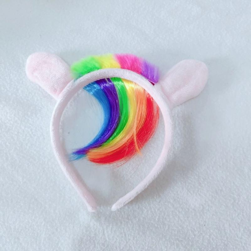 Horse Ear Headband and Horse Tail Set Halloween Horse Costume Accessories for Kid Adult Halloween Christmas Cosplay