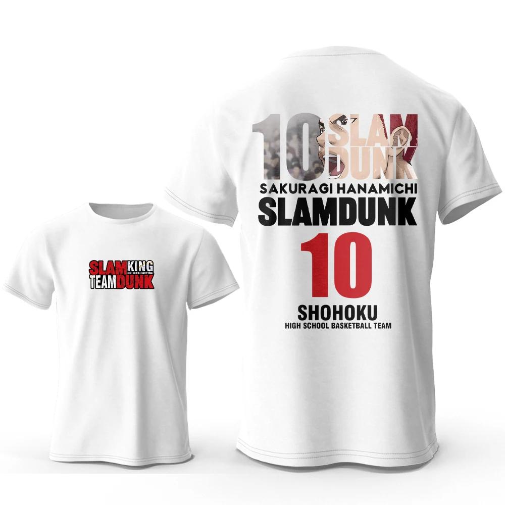 Anime Slam Dunk Printed 100% Cotton Classic T-Shirt For Men Crew Neck Short-sleeved T-shirt Casual Loose Fashion Streetwear Tops