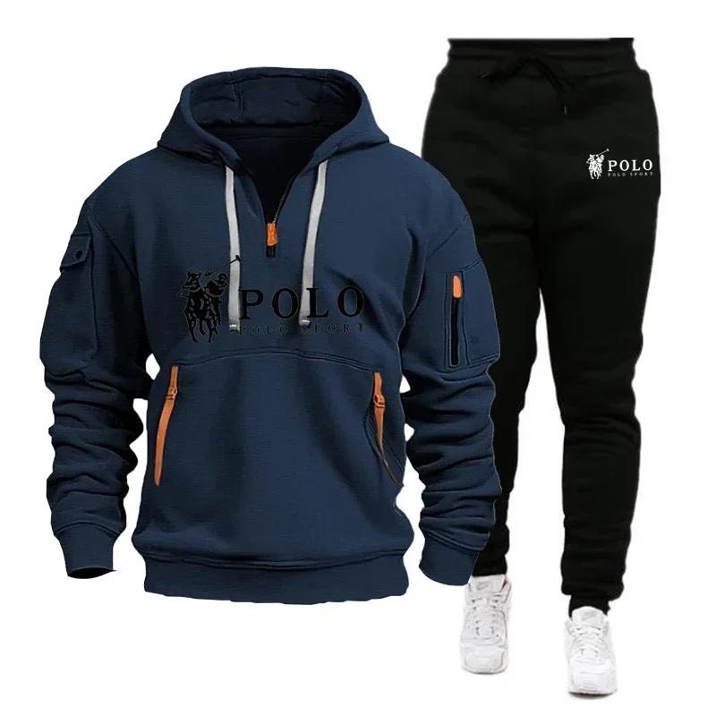 Completo da golf da uomo autunno e inverno + abbigliamento sportivo da esterno elegante e confortevole e set di pantaloni a due pezzi