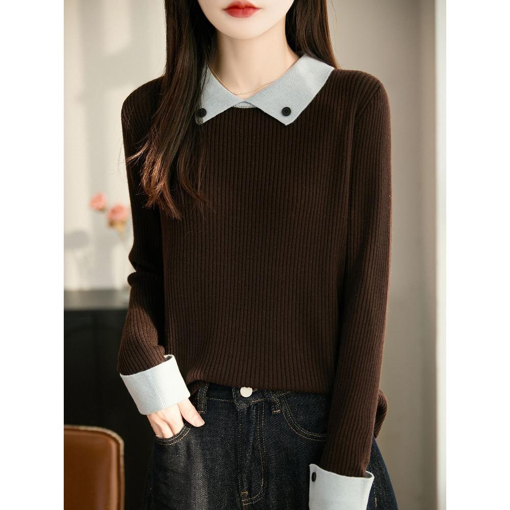 Collarless Long-sleeved Business-style Sweater with Soft and Comfortable Texture, Suitable for All Seasons and Versatile for Various Occasions.