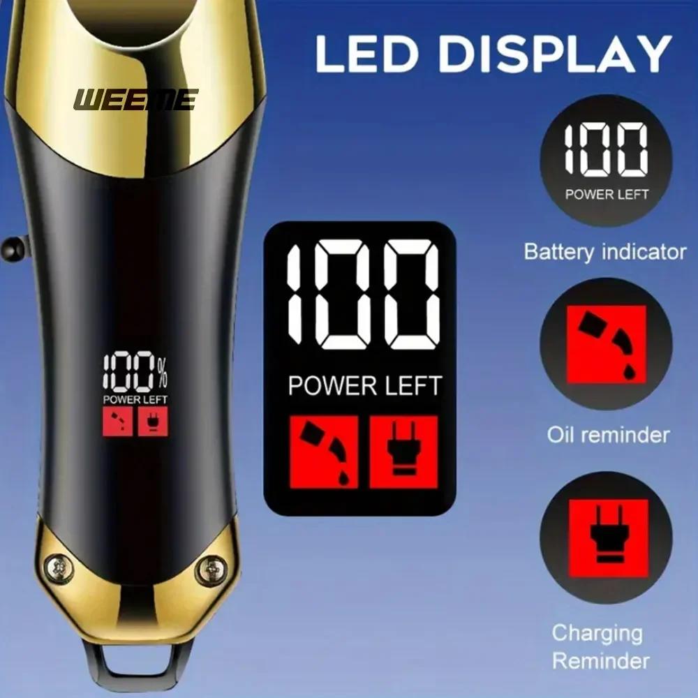 Professional Adjustable Hair Clipper for Men - Barber Electric Trimmer Rechargeable Powerful Hair Cutting Machine Haircut Kit