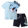 Boys Dinosaur Short Sleeve T-Shirts 2-Piece Set Casual Summer Tee for Toddler Kids