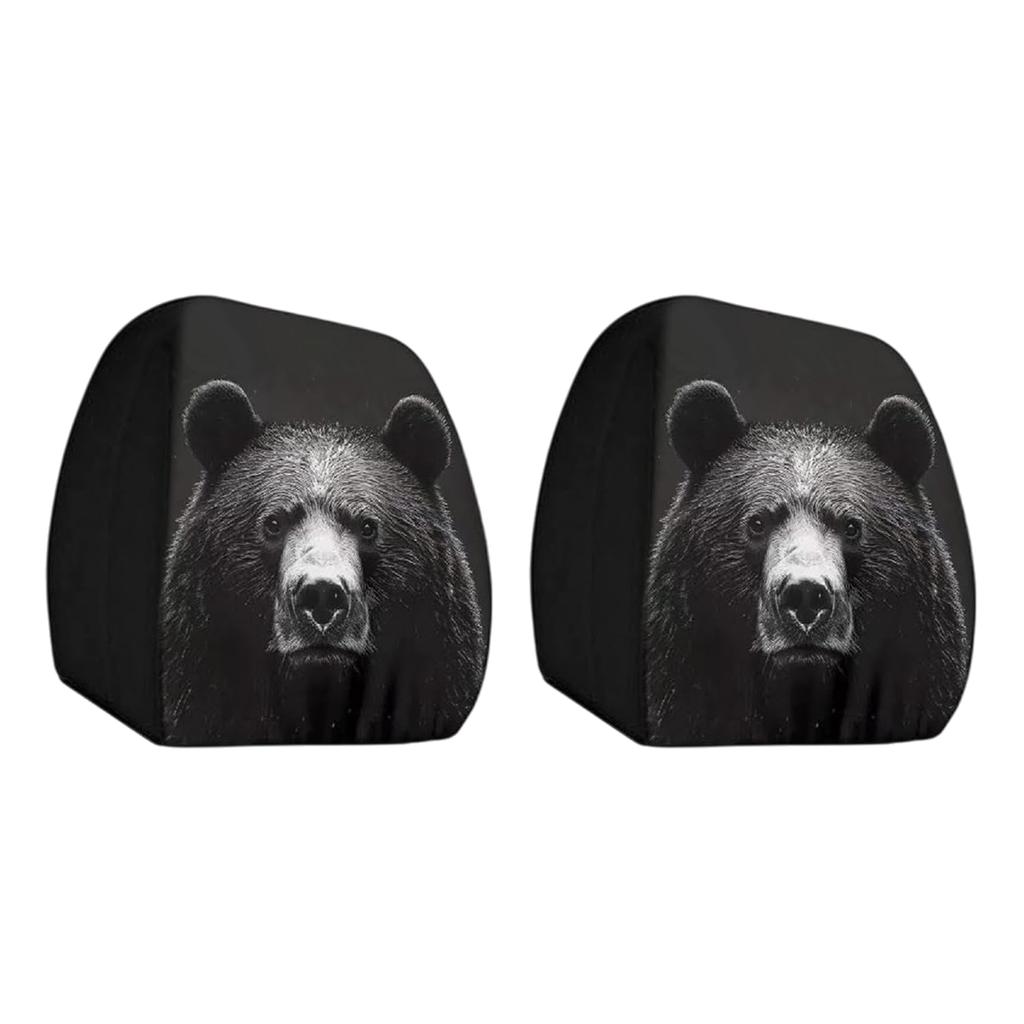 2Pcs Universal Car Headrest Covers Halloween Horror Face Printing Design Breathable Elastic Car Seat Headrest Cover Dustproof