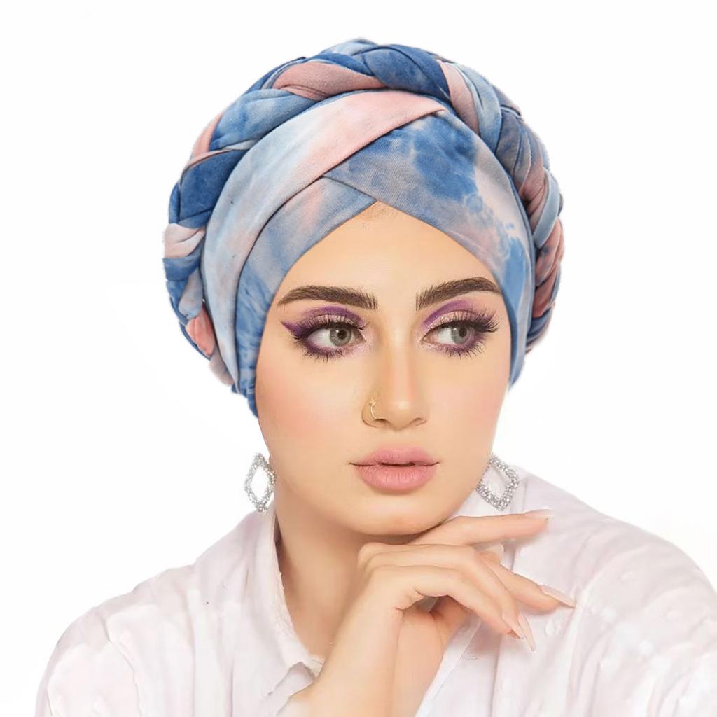 Muslimske kvinner Flette Hijab Turban Kemo Stretchlue Hodeplagg Islamsk Bonnet Hodeplagg Lue Dekkhatt