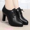 New High Heels Lace Up Anti Slip Height Increasing Soft Leather Elegant Women Shoes Comfortable Fashion