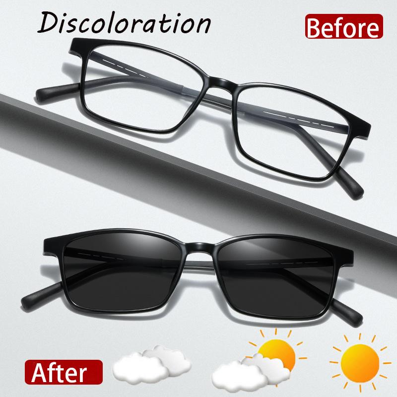Blue Light Blocking Discoloration Glasses Men Women Ultralight TR90 Alloy Optical Frame Eyeglasses Square Computer Eyewear