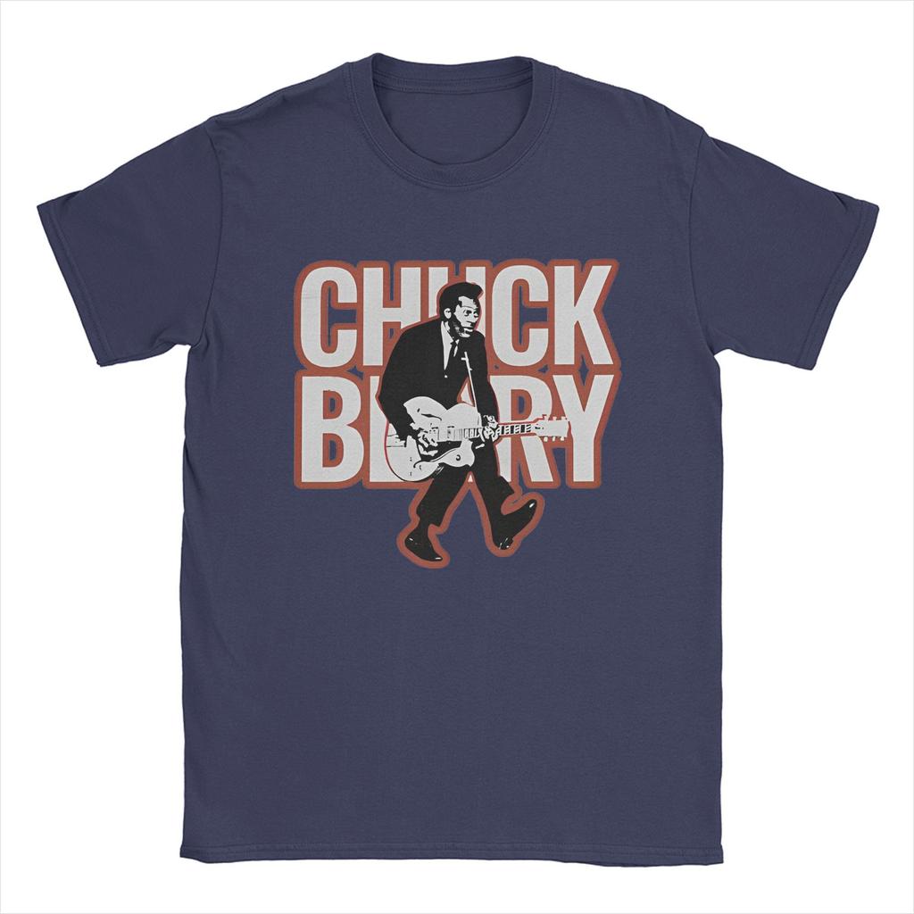 Koszulki z karykaturą Chucka Berry'ego w stylu vintage Męska koszulka bawełniana z okrągłym dekoltem Piosenkarz Muzyk Gitarzysta Koszulka z krótkim rękawem Oryginalny produkt